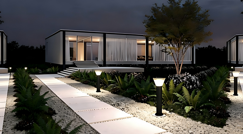 Cos&aacute;n campas corpar&aacute;ideach nua-aimseartha soilsithe ag soilse mullaird gr&eacute;ine ZC-CPD3006, ag taispe&aacute;int soilsi&uacute; ailtireachta lasmuigh den ghreille ardfheidhm&iacute;ochta..png