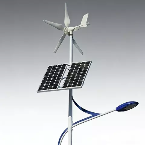 Ilumina&ccedil;&atilde;o p&uacute;blica LED h&iacute;brida e&oacute;lica e solar