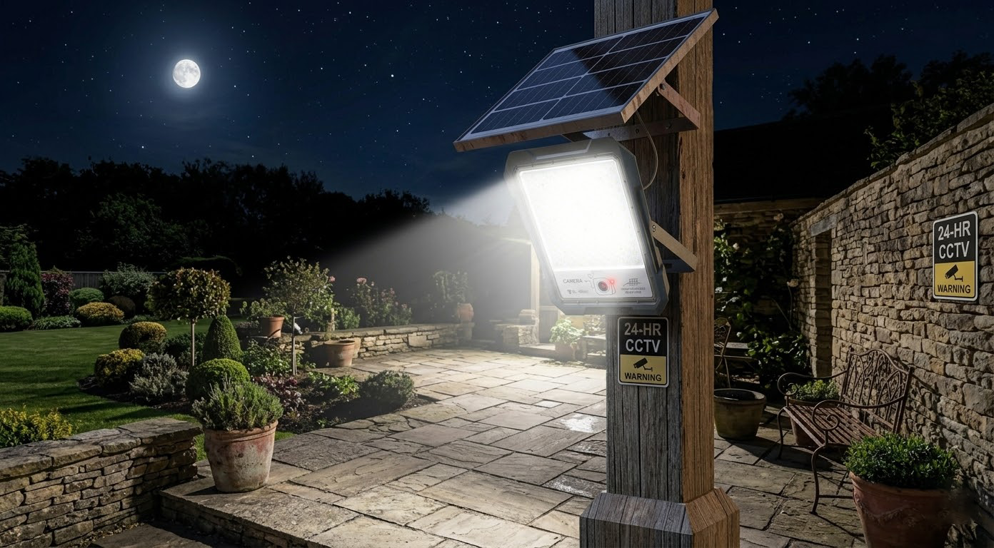 Solar Power Flood Light na may CCTV.webp